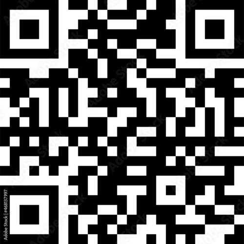 Vector image with the black qr code of the human identity isolatated on the white background. Quick response for identification,