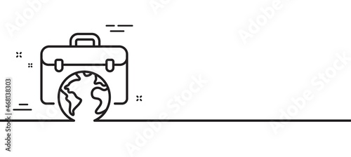 Global business line icon. Businessman case sign. Internet marketing symbol. Minimal line illustration background. Businessman case line icon pattern banner. White web template concept. Vector