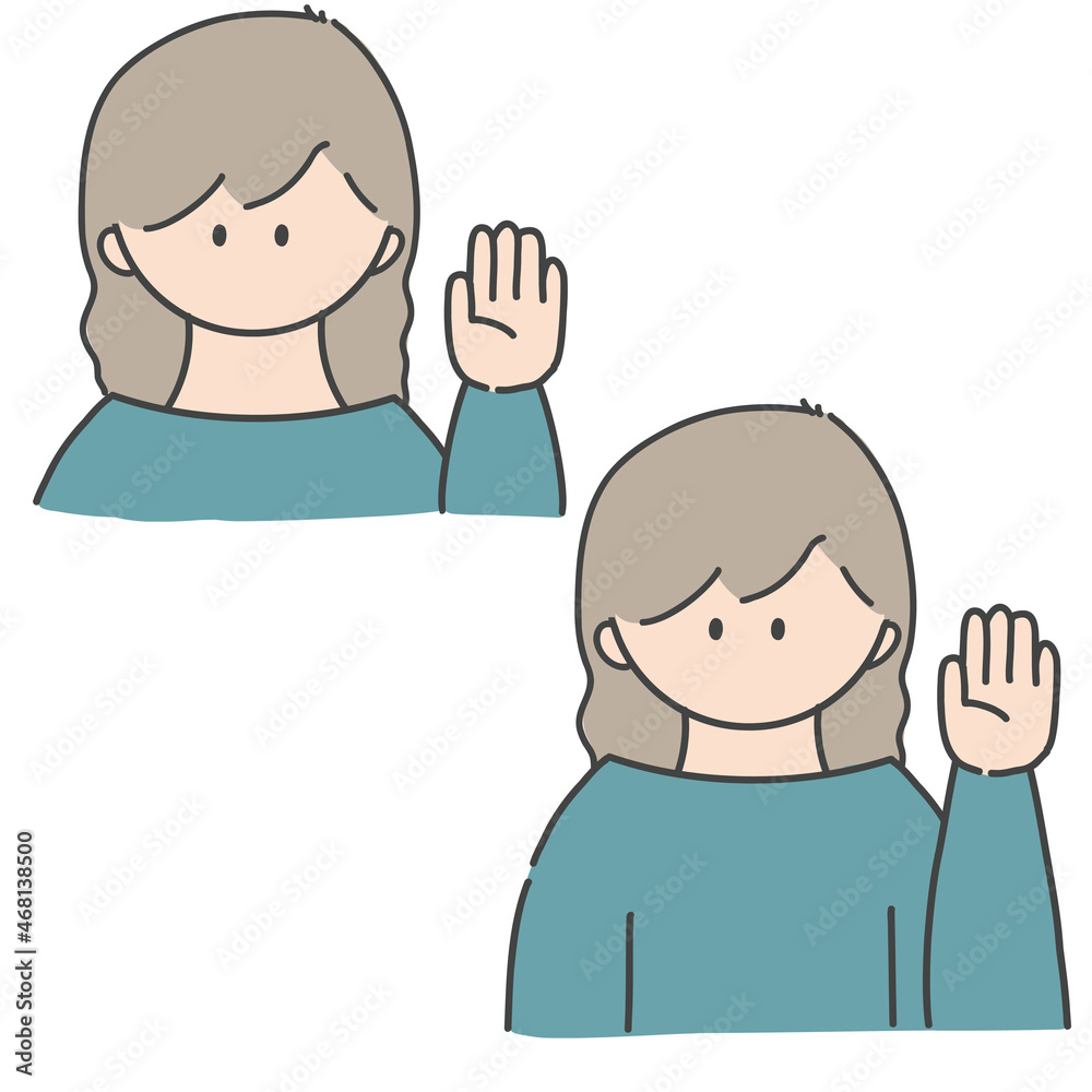 挙手_女の子1(カラーバージョン)