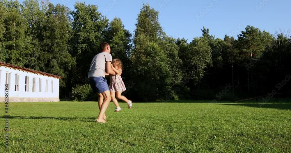 happy father with daughter spend time in nature happy father with daughter spend time in nature