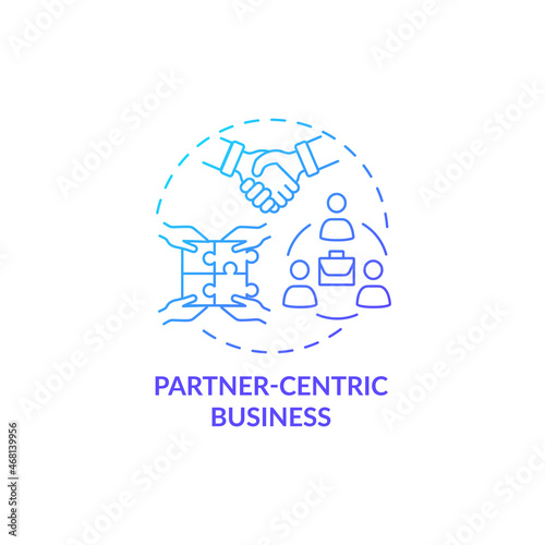 Partner centric business blue gradient concept icon. Professional relationship management. Business model abstract idea thin line illustration. Vector isolated outline color drawing