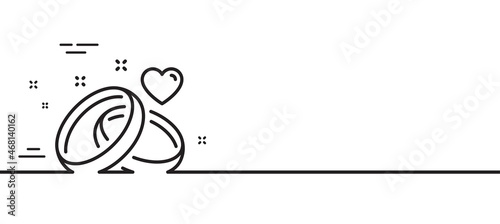 Marriage rings line icon. Romantic engagement or wedding sign. Couple relationships symbol. Minimal line illustration background. Marriage rings line icon pattern banner. Vector