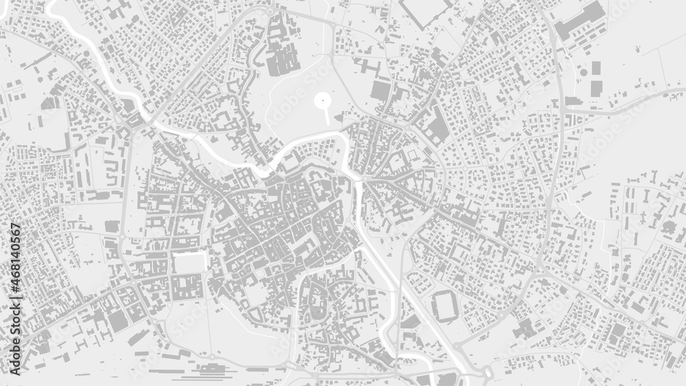 White and light grey Vicenza City area vector background map, streets and water cartography illustration.