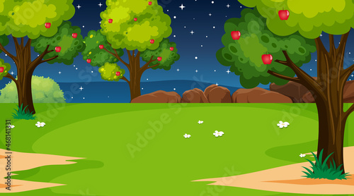Blank nature park landscape scene at night time