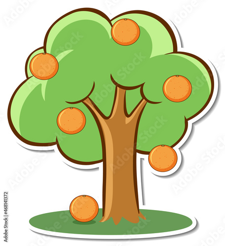 Orange tree sticker on white background