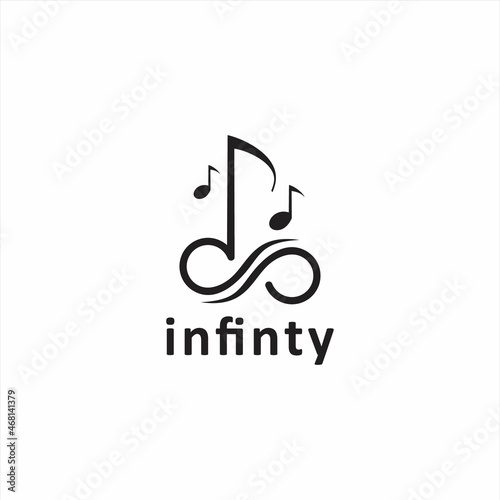 infinity and music instrument logo design concept, music logo vector