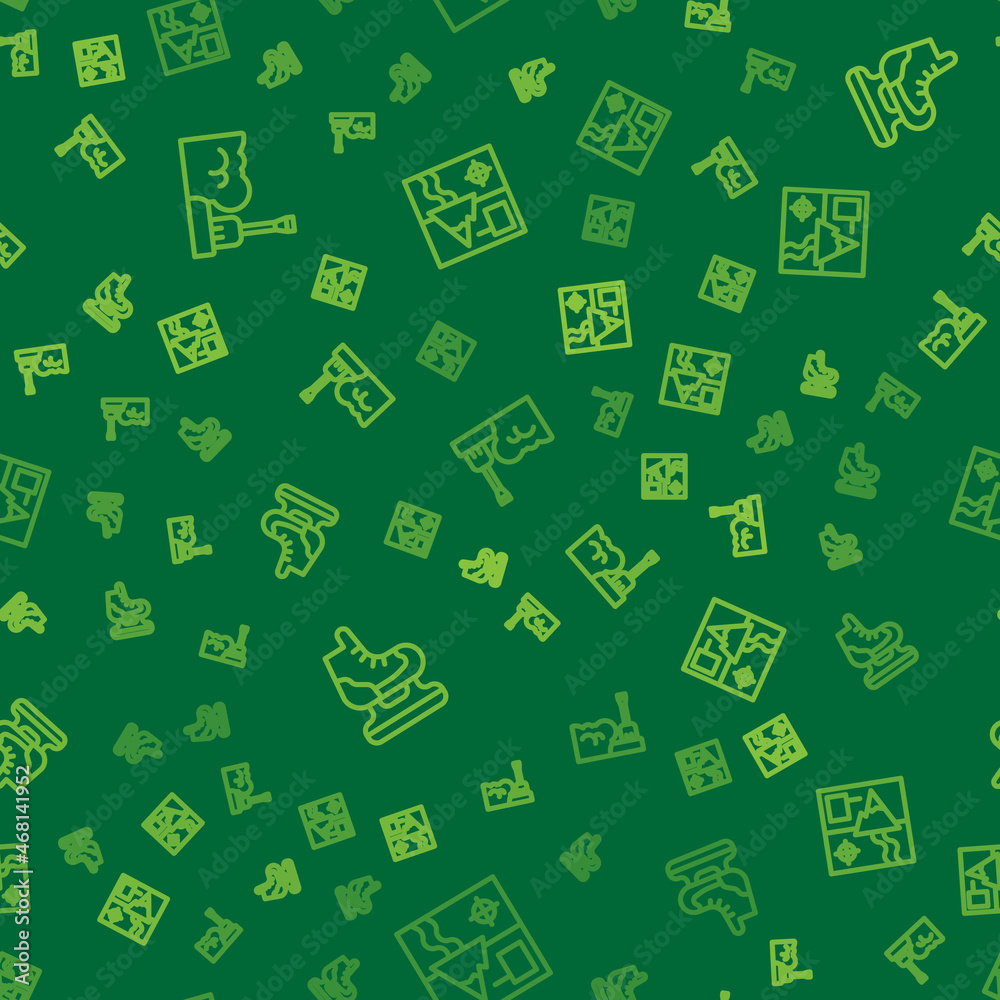 Set line Shovel in snowdrift, Skates and Folded map on seamless pattern. Vector Set line Shovel in snowdrift, Skates and Folded map on seamless pattern. Vector