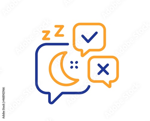 Sleep line icon. Night rest sign. Chat bubble with moon symbol. Colorful thin line outline concept. Linear style sleep icon. Editable stroke. Vector