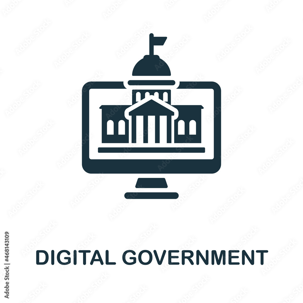 Digital Government Icon. Monochrome Sign From Digital Transformation 