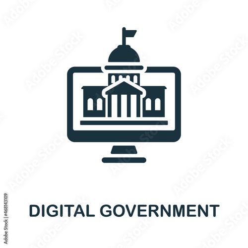 Digital Government icon. Monochrome sign from digital transformation collection. Creative Digital Government icon illustration for web design, infographics and more