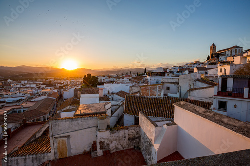 Sunset over the old central part of Vélez-Málaga, Andalusia, Spain. 