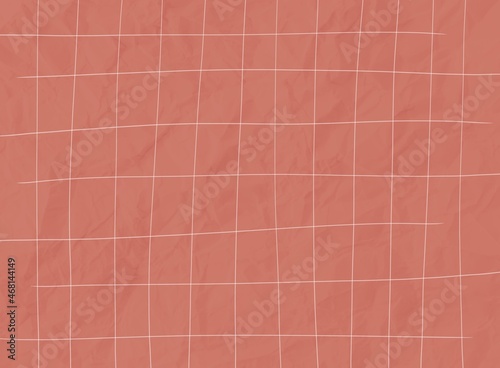 White grid on terracotta color background, paper texture.