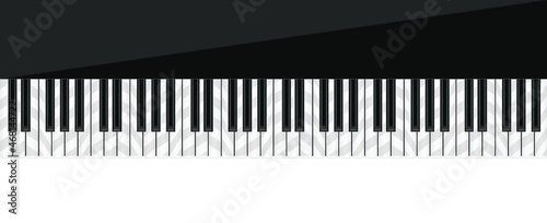 Realistic piano keyboard isolated on the white background. Vector illustration  top view