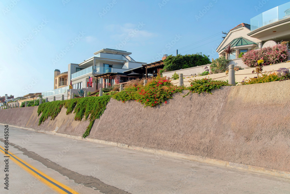 Elevated residential area near the road at Oceanside, California