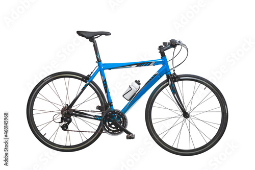 blu racing sport road bike bicycle racer isolated on white background..