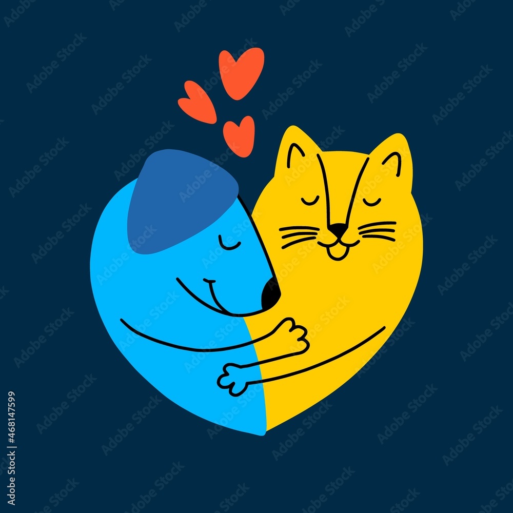 Cat and dog hug Cat and dog hug