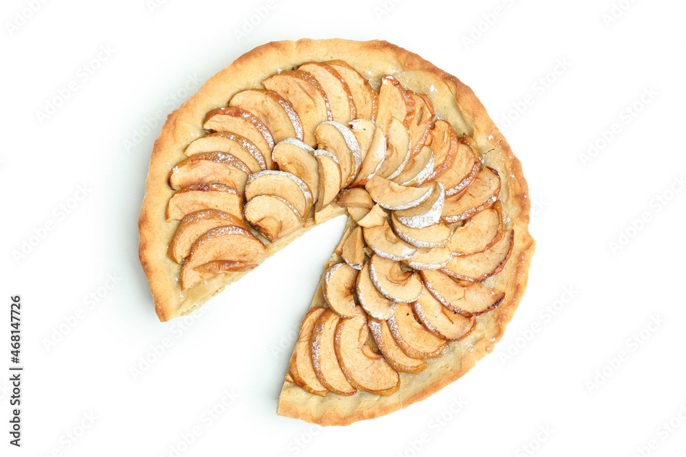 Sliced apple pie isolated on white background Sliced apple pie isolated on white background