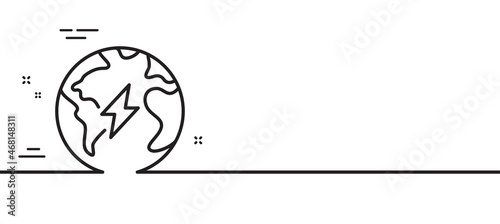 Electricity line icon. Electric power energy sign. Lightning bolt symbol. Minimal line illustration background. Electricity line icon pattern banner. White web template concept. Vector
