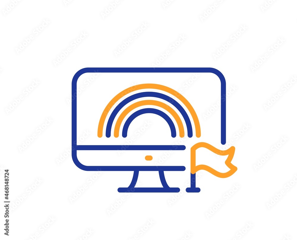 Lgbt line icon. Pride flag with rainbow sign. Gender diversity symbol. Colorful thin line outline concept. Linear style lgbt icon. Editable stroke. Vector Lgbt line icon. Pride flag with rainbow sign. Gender diversity symbol. Colorful thin line outline concept. Linear style lgbt icon. Editable stroke. Vector