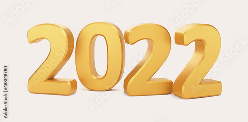 Numbers 2022 isolated. Happy New Year 2022. Realistic vector illustration