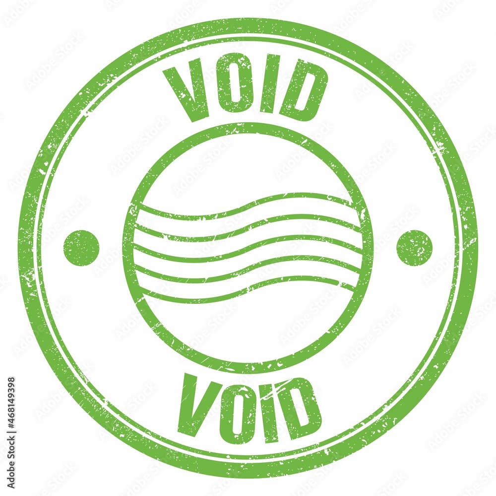 VOID text written on green round postal stamp sign VOID text written on green round postal stamp sign