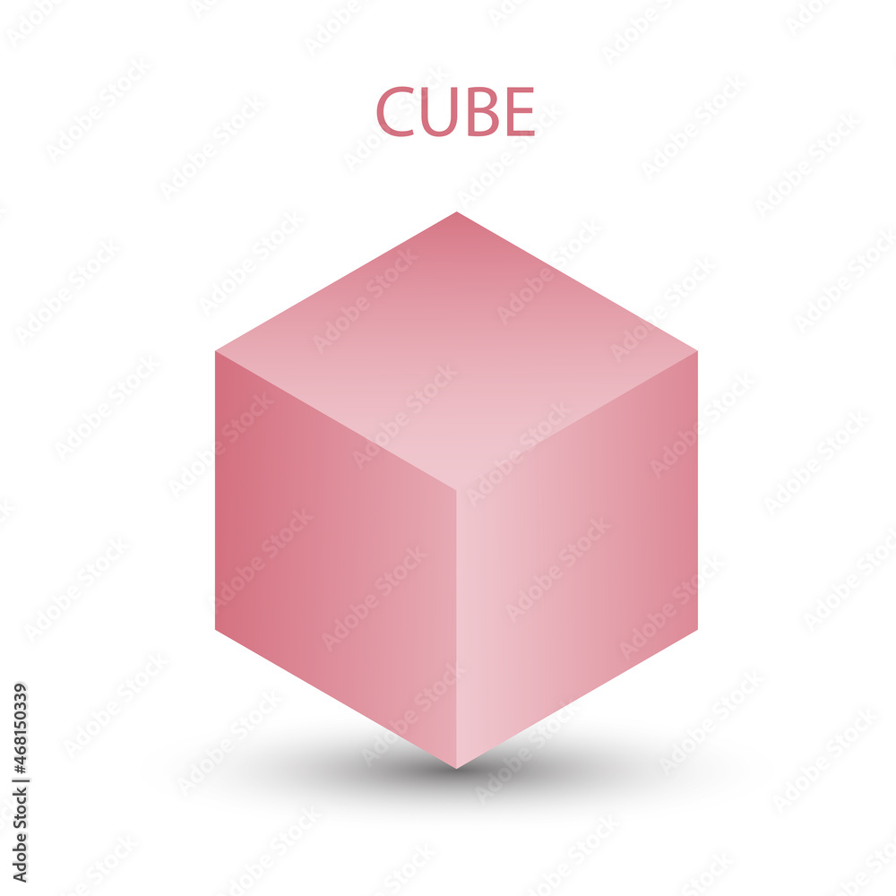 pink cube with gradients for game, icon, packaging design or logo. Cube illustration isolated on white background. Minimalist style abstract cube icon. Platonic solid. Icon. pink cube with gradients for game, icon, packaging design or logo. Cube illustration isolated on white background. Minimalist style abstract cube icon. Platonic solid. Icon.