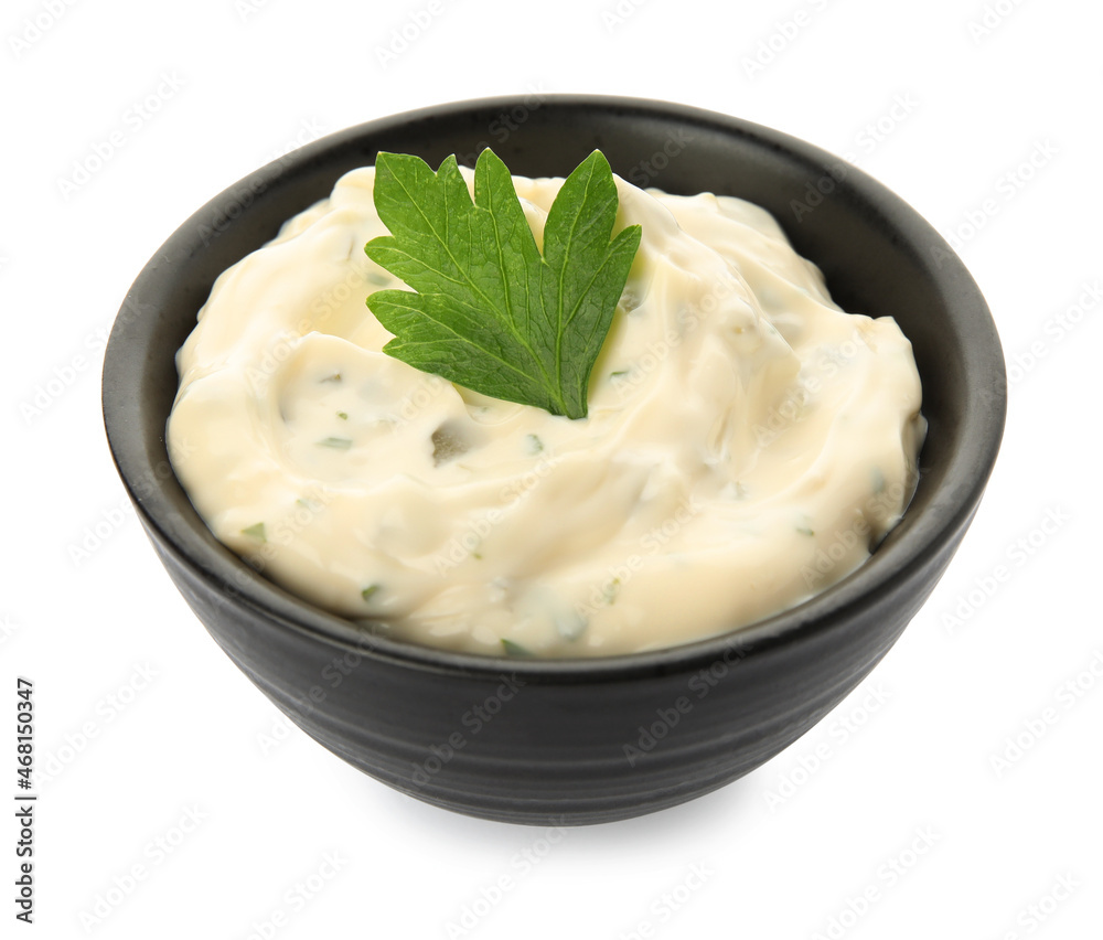 Tartar sauce in bowl isolated on white Tartar sauce in bowl isolated on white