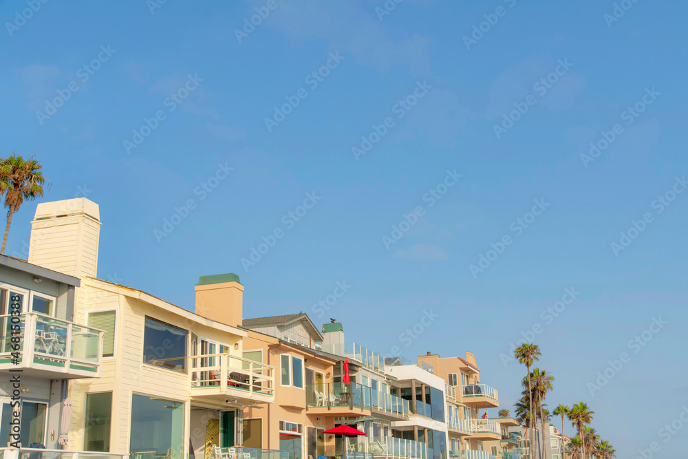 Row of building accommodations at Oceanside, California