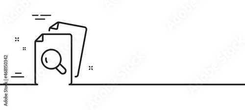 Inspect line icon. Research documents sign. Search file symbol. Minimal line illustration background. Inspect line icon pattern banner. White web template concept. Vector