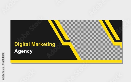horizontal banner template design on black color background. design for business banner printing.