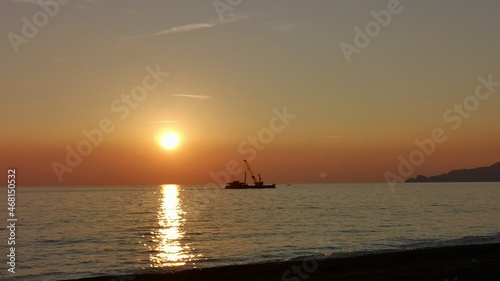 boat at sunset