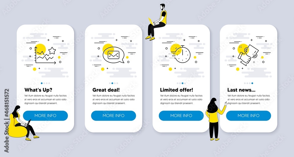 Φωτογραφία Vector Set of Business icons related to Ranking stars, Messenger and Cooking timer icons