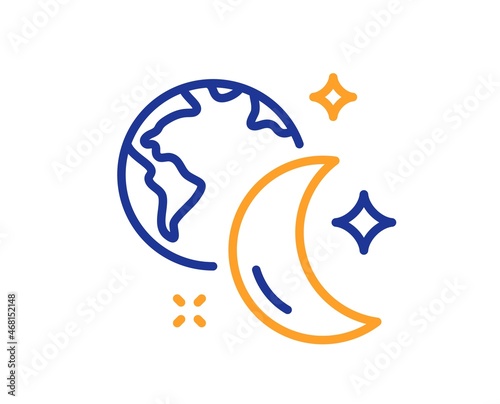 Sleep line icon. Night internet sign. Planet with moon symbol. Colorful thin line outline concept. Linear style sleep icon. Editable stroke. Vector