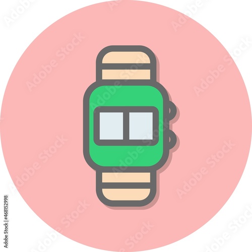 Digital Watch Line Filled Circle Vector Icon Design