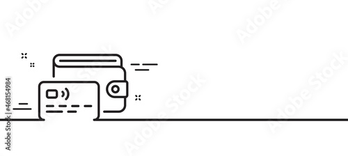 Wallet line icon. Money purse with credit card sign. Cash budget symbol. Minimal line illustration background. Wallet line icon pattern banner. White web template concept. Vector