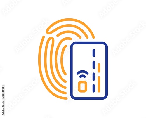 Credit card line icon. Bank money payment sign. Fingerprint pay symbol. Colorful thin line outline concept. Linear style card icon. Editable stroke. Vector