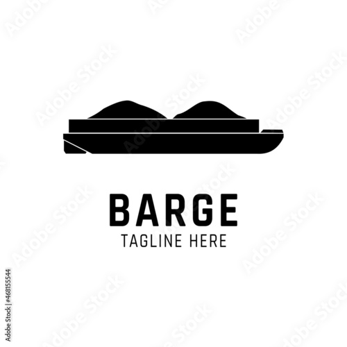 Silhouette illustration of a barge loading coal