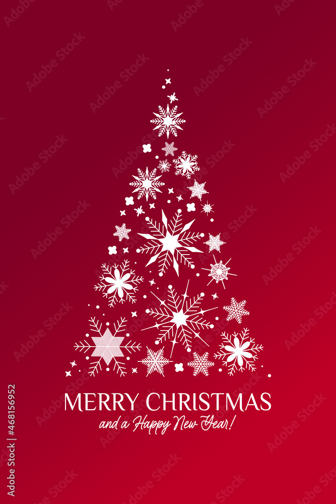 Merry Christmas and Happy New Year background with Christmas tree made of snowflakes. Vector illustration. Vector illustration Merry Christmas and Happy New Year background with Christmas tree made of snowflakes. Vector illustration. Vector illustration