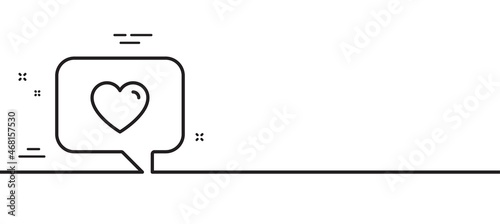 Heart in Speech bubble line icon. Love chat symbol. Valentines day communication sign. Minimal line illustration background. Love message line icon pattern banner. White web template concept. Vector