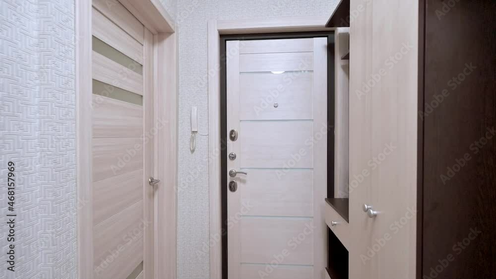 Russia, Moscow- May 04, 2020: interior room apartment room doors, renovation corridor vestibule entrance hall