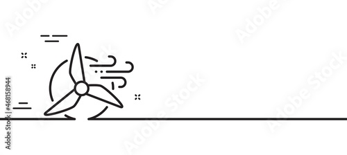 Windmill turbine line icon. Wind power energy sign. Alternative supply symbol. Minimal line illustration background. Windmill turbine line icon pattern banner. White web template concept. Vector