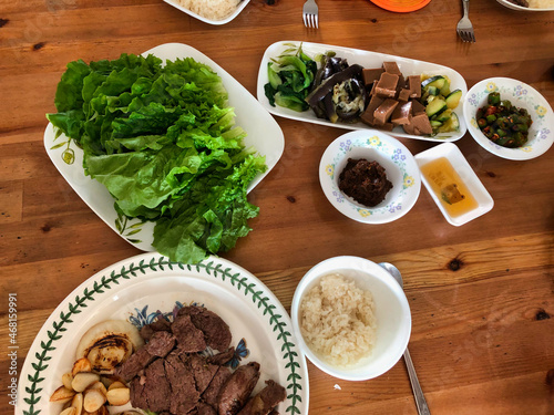 delicious korean dishes on the table