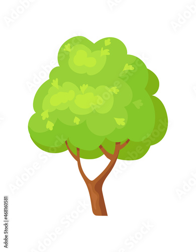 Branched tree. Cute vegetation for earth woodland  cartoon vector design