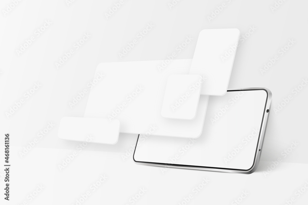 White realistic smartphone mockup. 3d mobile phone with blank white ...