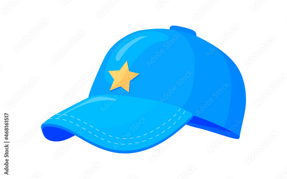 Vecteur Stock Cartoon blue cap. Hat with visor for sport baseball derby,  vector illustration | Adobe Stock