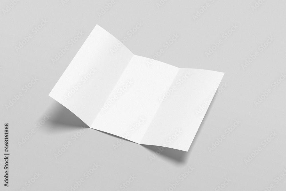 DL trifold brochure mockup. Blank empty space 3D rendering object. DL trifold brochure mockup. Blank empty space 3D rendering object.