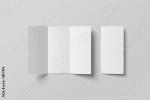 DL trifold brochure mockup. Blank empty space 3D rendering object.