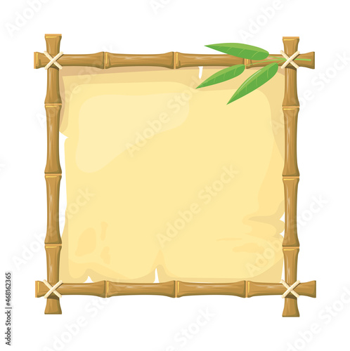 Bamboo menu. Chinese square canvas for beach, vector illustration