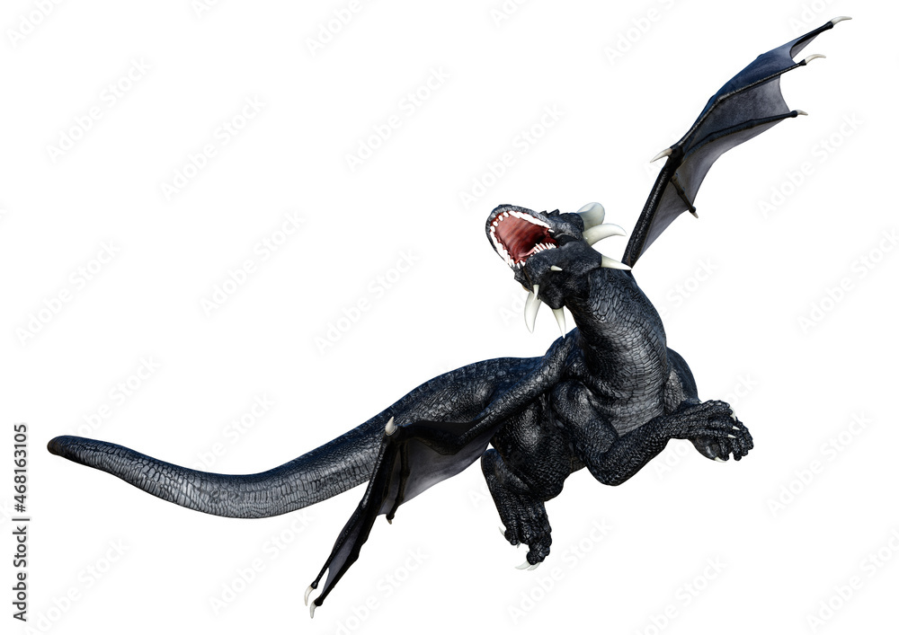 3D Rendering Fairy Tale Dragon on White