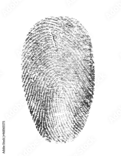 Black fingerprint made with ink on white background